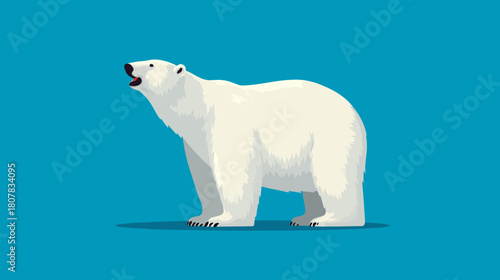 Vector illustration of a polar bear on a blue background