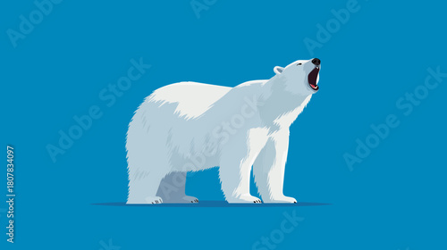 Vector illustration of a polar bear on a blue background