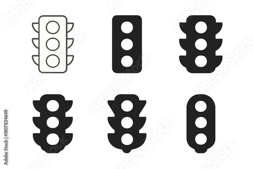 Urban Street Icons. Urban streets. Icon set. Set Logo of Urban streets: Traffic light. harmonious logo variations of the same emblematic concept, each with
