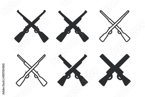 Battlefront Logo Variations. Battlefront. Icon set. Set Logo of Battlefront: Crossed rifles. harmonious logo variations of the same emblematic concept, each