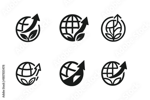 Global Expansion Logos. International business expansion and global markets. Icon set. Set Logo of international business expansion and global markets: global