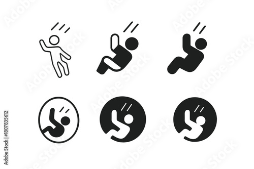 Gravity Logo Variations. The concept of gravity. Icon set. Set Logo of gravity: black hole vortex. harmonious logo variations of the same emblematic concept,