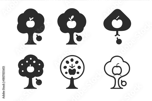 Gravity Logo Variations. The concept of gravity. Icon set. Set Logo of gravity: black hole vortex. harmonious logo variations of the same emblematic concept,