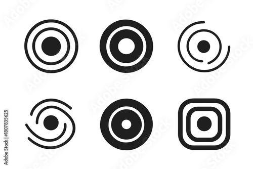 Gravity Icon Variations. The concept of gravity. Icon set. Set Logo of gravity: falling apple. harmonious logo variations of the same emblematic concept, each