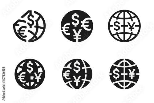International Business Logos. International business expansion and global markets. Icon set. Set Logo of international business expansion and global markets: