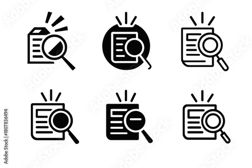 Investigative Logo Set. Investigative reporting. Icon set. Set Logo of investigative reporting: breaking news headline. harmonious logo variations of the same