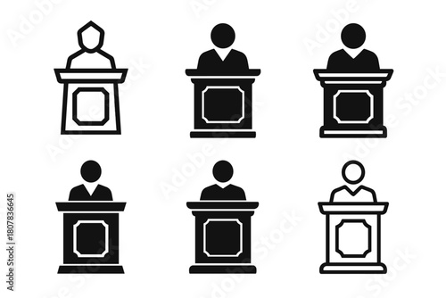 Justice Emblem Variations. Courtroom settings and legal proceedings. Icon set. Set Logo of justice: courthouse facade. harmonious logo variations of the same