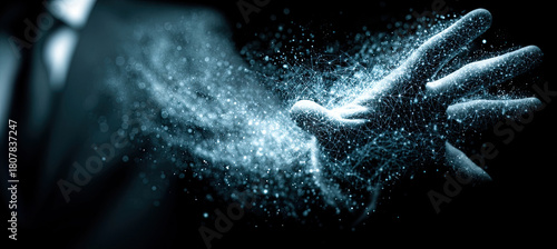 Human hand forming digital data network connection concept