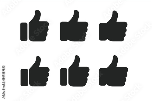 Feedback Icon Set. Feedback tone perception. Icon set. Set Logo of Thumbs Up: Positive feedback. Flat solid, Symmetrical form, Stylized detail, Iconic shape,