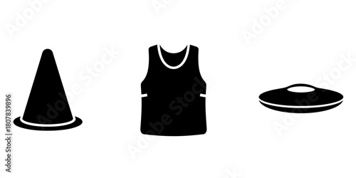 Set of three icons on white background