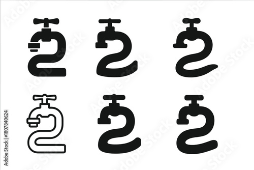Hose Logo Variations. Hose. Icon set. Set Logo of hose: sprinkler head. harmonious logo variations of the same emblematic concept, each with different artistic