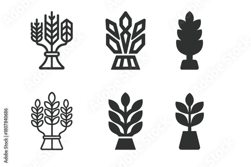 Collective Farm Logos. Collective farm. Icon set. Set Logo of collective farm: wheat sheaf. harmonious logo variations of the same emblematic concept, each