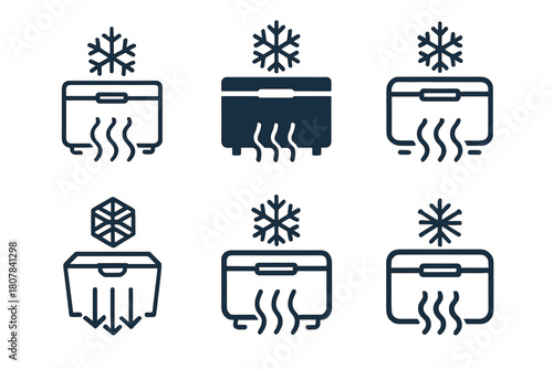 Freezing Process Icons. The process of freezing. Icon set. Set Logo of The process of freezing: phase change diagram from liquid to solid. harmonious logo