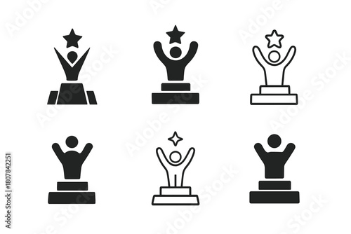Celebrity Logo Variations. Celebrity appearance. Icon set. Set Logo of Celebrity appearance: Stage podium. harmonious logo variations of the same emblematic