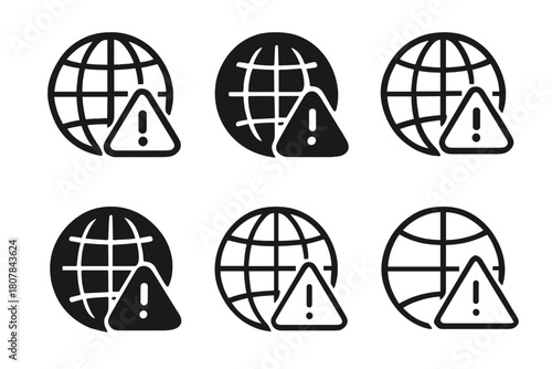 Iconic Global Preparedness. Global preparedness. Icon set. Set Logo of Global preparedness: Warning alerts. harmonious logo variations of the same emblematic