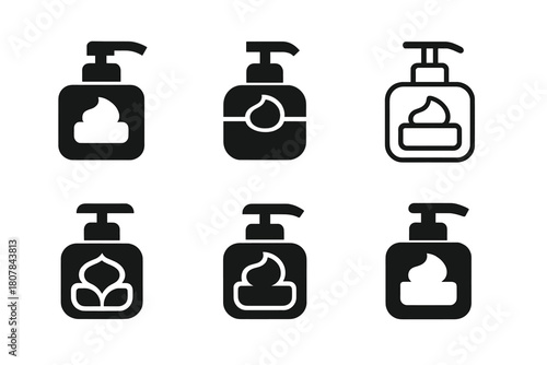 Moisturizer Jar Logos. Moisturizer jar mockup. Icon set. Set Logo of moisturizer jar mockup: jar with SPF sun badge. harmonious logo variations of the same