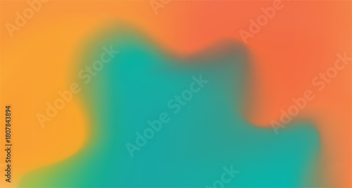 Abstract background with red, orange and teal gradient texture. Liquid and vivid pattern with color gradation