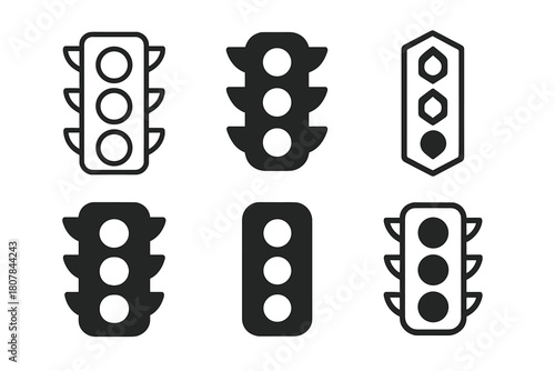 Traffic Light Logos. Traffic management. Icon set. Set Logo of Traffic management: Traffic light. harmonious logo variations of the same emblematic concept