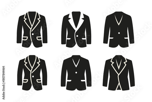 Vintage Clothing Logos. vintage clothing. Icon set. Set Logo of vintage clothing: old-fashioned suit jacket. harmonious logo variations of the same emblematic