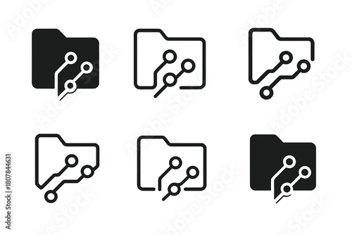 Digital Asset Logos. Digital Asset Management. Icon set. Set Logo of Digital Asset Management: secure file lock symbol. harmonious logo variations of the same