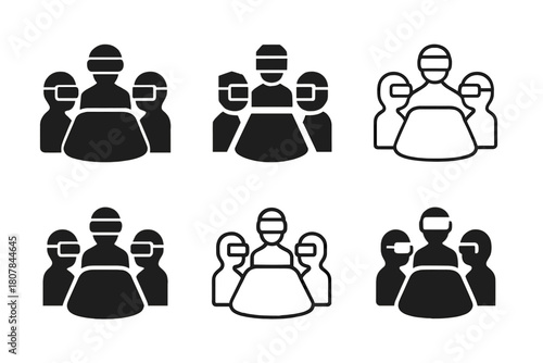 Virtual Meeting Logos. Virtual reality meetings. Icon set. Set Logo of Virtual reality meetings: Virtual table. harmonious logo variations of the