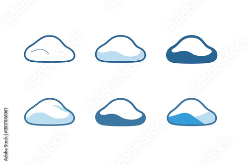 Snow-Covered Logo Variations. Snow-covered ground. Icon set. Set Logo of snow-covered ground: icy mound with gentle curves and shadows. harmonious logo