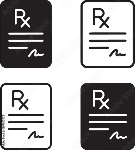 Isolated Digital Prescription black vector icon, digital, prescription, ehealth, medicine, script, app, management, treatment, healthcare, buyer focused prescription design
