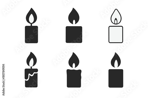 Candle Light Icons. Candle light. Icon set. Set Logo of candle light: flame icon. harmonious logo variations of the same emblematic concept, each