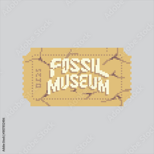 Pixel art illustration Museum Ticket. Pixelated Museum Pass. Museum Ticket Icon pixelated for the pixel art game and icon for website and video game. old school retro.
