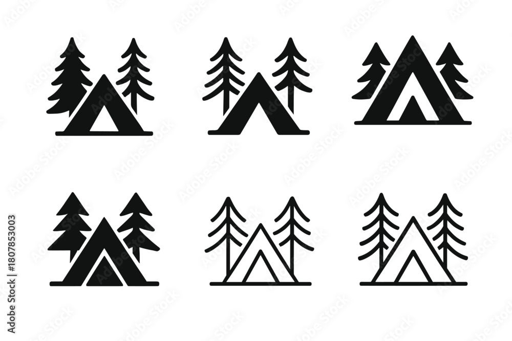 Obraz premium Nature Trail Logos. Hiking and exploring nature trails. Icon set. Set Logo of hiking and exploring nature trails: binoculars with soaring bird. harmonious logo