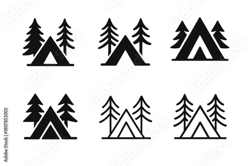 Nature Trail Logos. Hiking and exploring nature trails. Icon set. Set Logo of hiking and exploring nature trails: binoculars with soaring bird. harmonious logo