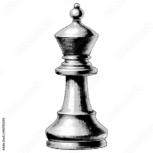 Bishop vintage y2k halftone art, strategic chess piece stipple brutalist retro vector png with transparent background, retro 2000s aesthetic photocopy effect tattoo