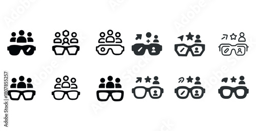 Diverse eyewear icon set representing community and teamwork concepts