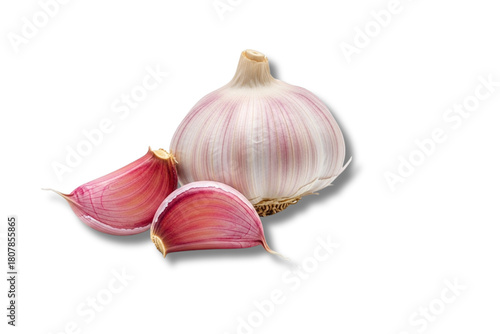 
Fresh garlic bulb with pinkish cloves