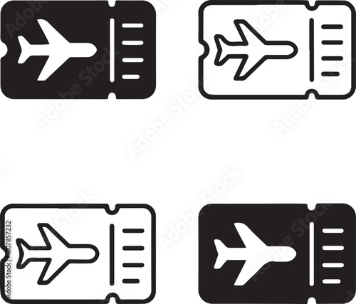 Isolated Airline Boarding Pass black vector icon, airline boarding pass icon, travel ticket icon, black ticket graphic for flyers, buyer focused airline boarding design