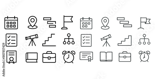 Set of minimalistic icons for planning and time management