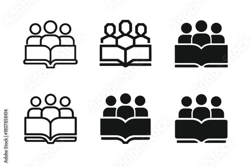 Courtroom Jury Logos. Jury in the courtroom. Icon set. Set Logo of Jury in the courtroom: Law book. harmonious logo variations of the same emblematic concept,