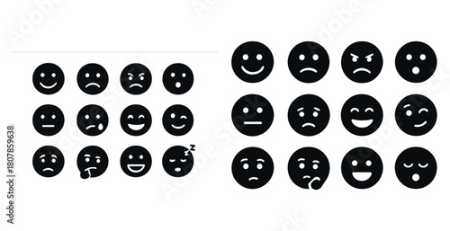 Set of diverse emoji faces expressing various emotions