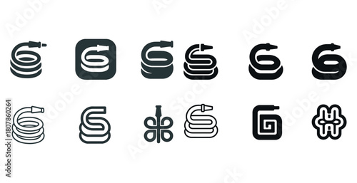 Collection of hose icons and symbols in various designs