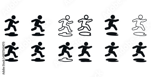 Running sequence icons: diverse positions and styles