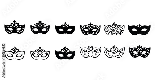 Elegant collection of ornate black and white masquerade masks