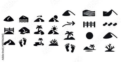 Collection of simple black desert and nature icons