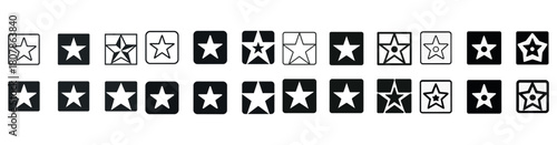 Variety of star icons in black and white design styles