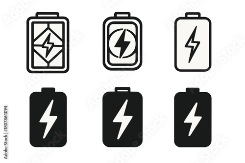 Battery Icon Variations. Energy storage batteries. Icon set. Set Logo of Energy storage batteries: Battery cell diagram. harmonious logo variations of the same