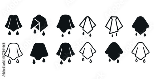 Set of black and white inkblot symbol designs