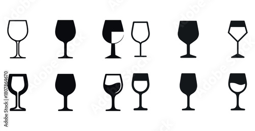 Silhouette collection of wine glasses with diverse shapes and designs