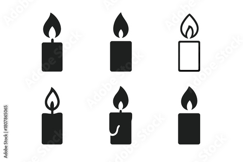 Candle Light Icons. Candle light. Icon set. Set Logo of candle light: flame icon. harmonious logo variations of the same emblematic concept, each