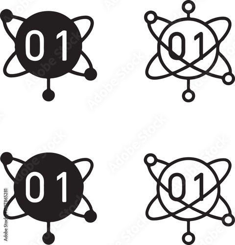 Isolated Quantum Computing black vector icon, quantum, computing, qubit, system, technology, futuristic, AI, research, processor, buyer focused quantum design