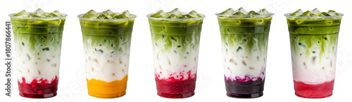 iced matcha lattes: cranberry, mango, raspberry, blueberry, rose