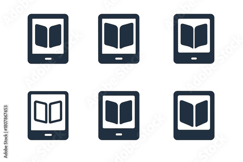 Library Logo Variations. Library. Icon set. Set Logo of library: globe and book representing world knowledge. harmonious logo variations of the same emblematic